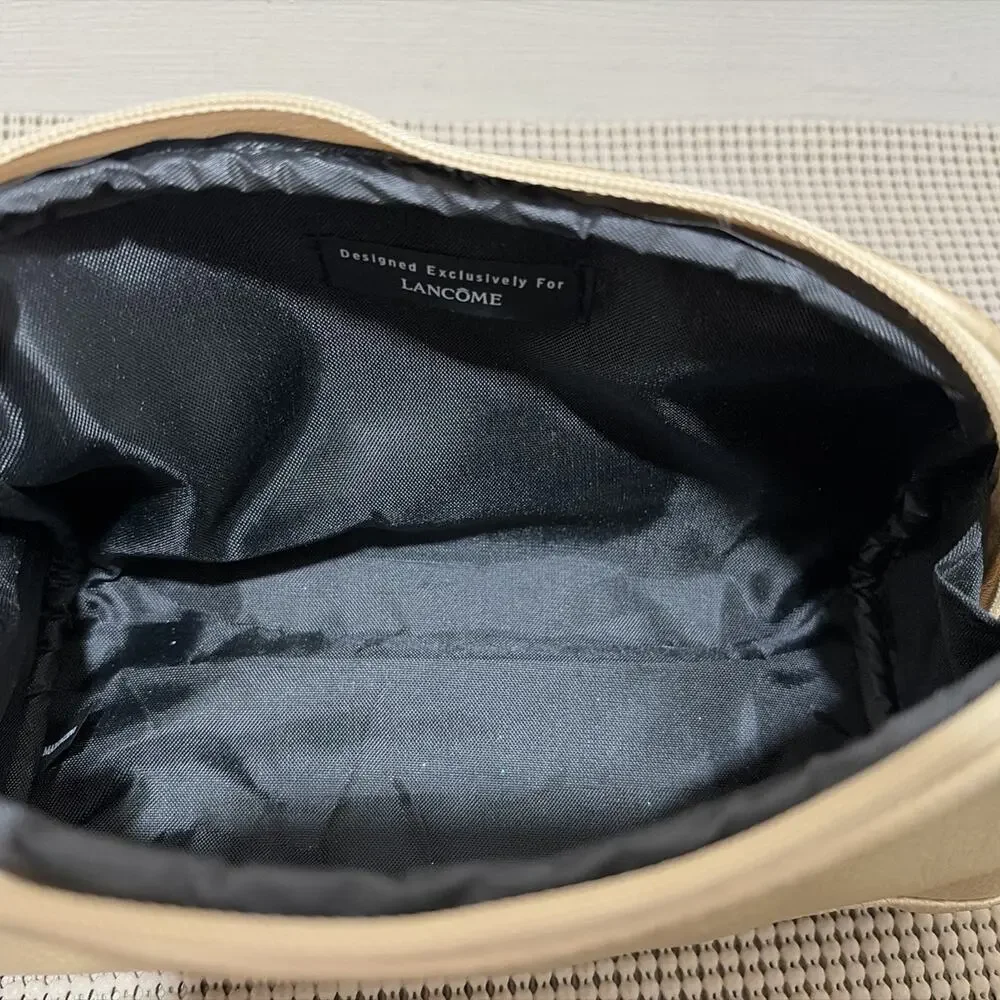 Lancôme Travel Case Lot – Black Circle Reptile Design & Small Gold Cosmetic Bag